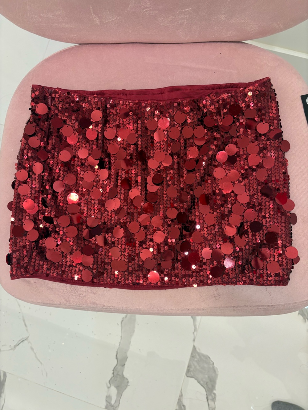Red Sequin Mini Skirt - Women's Party Skirt